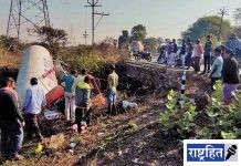 गॅस टँकर नाल्यात झाला पलटी! सुदैवाने जीवितहानी टळली! रामटेके लेआउटजवळील नाला धोक्याचा; पोलिसांनी घेतली धाव