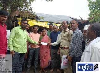 अस्वलाच्या हल्ल्यात ठार झालेल्या कुटुंबीयाला दहा लाखाचा धनादेश! तळेगाव वनपरिक्षेत्र हद्दीतील नरसिंगपूर शिवारात घटना