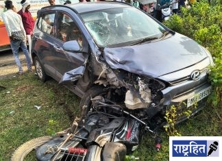 सावंगी जवळील मारुती मंदिराजवळ कार-दुचाकीची भीषण धडक ; दुचाकीस्वार गंभीर, आणखी एक जखमी