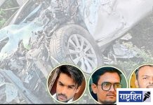 कंटेनर-कार अपघातात तीन मित्र ठार; अल्लीपूर -धोत्रा मार्गावरील एकुर्ली फाट्याजवळची घटना