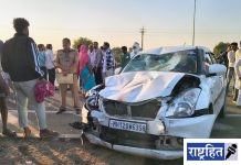 भरधाव कारची दुचाकीला जोरदार धडक ; एकाचा जागीच मृत्यू, एक गंभीर जखमी ! वाहनांचे मोठे नुकसान