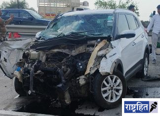 भिडीजवळ कारचा भीषण अपघात ; सुदैवाने जीवितहानी टळली