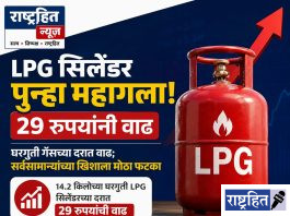 महागाईचा मोठा झटका ! सर्वसामान्यांच्या खिशाला फटका ; गॅस सिलेंडरच्या दरात पुन्हा वाढ