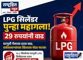 महागाईचा मोठा झटका ! सर्वसामान्यांच्या खिशाला फटका ; गॅस सिलेंडरच्या दरात पुन्हा वाढ